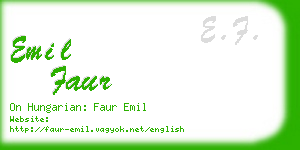 emil faur business card